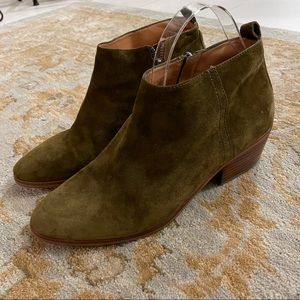 J.CREW SAWYER OLIVE SUEDE ANKLE BOOTS SIZE 10